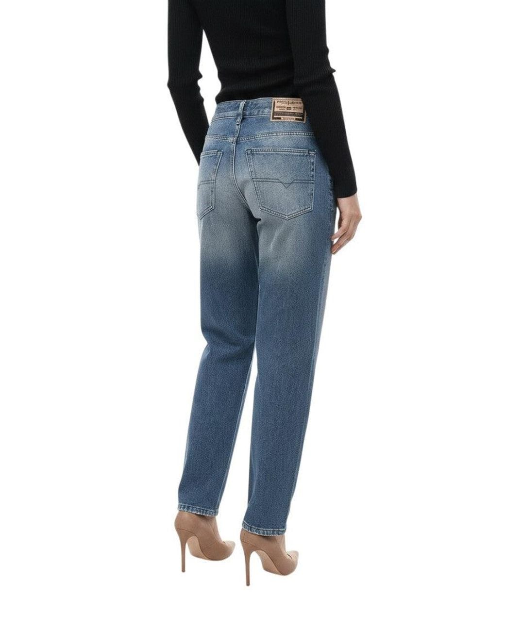 DIESEL Black Straight Mid Rise Jeans