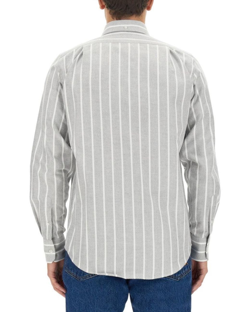 MSGM Gray Regular Stripes Shirt for men