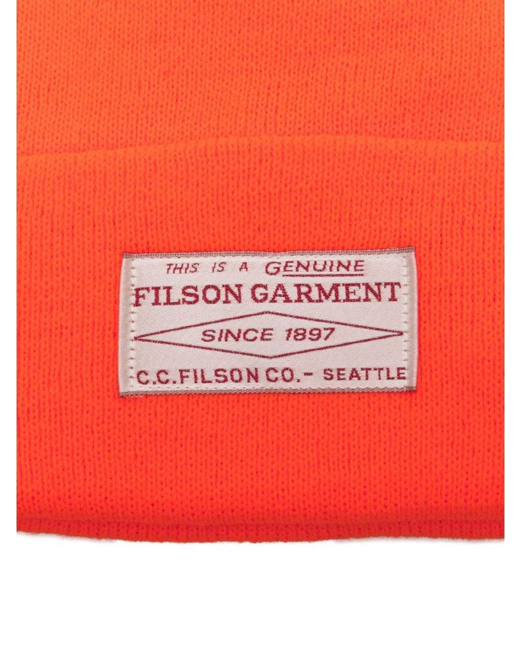 Filson Orange Logo Beanie Hat for men