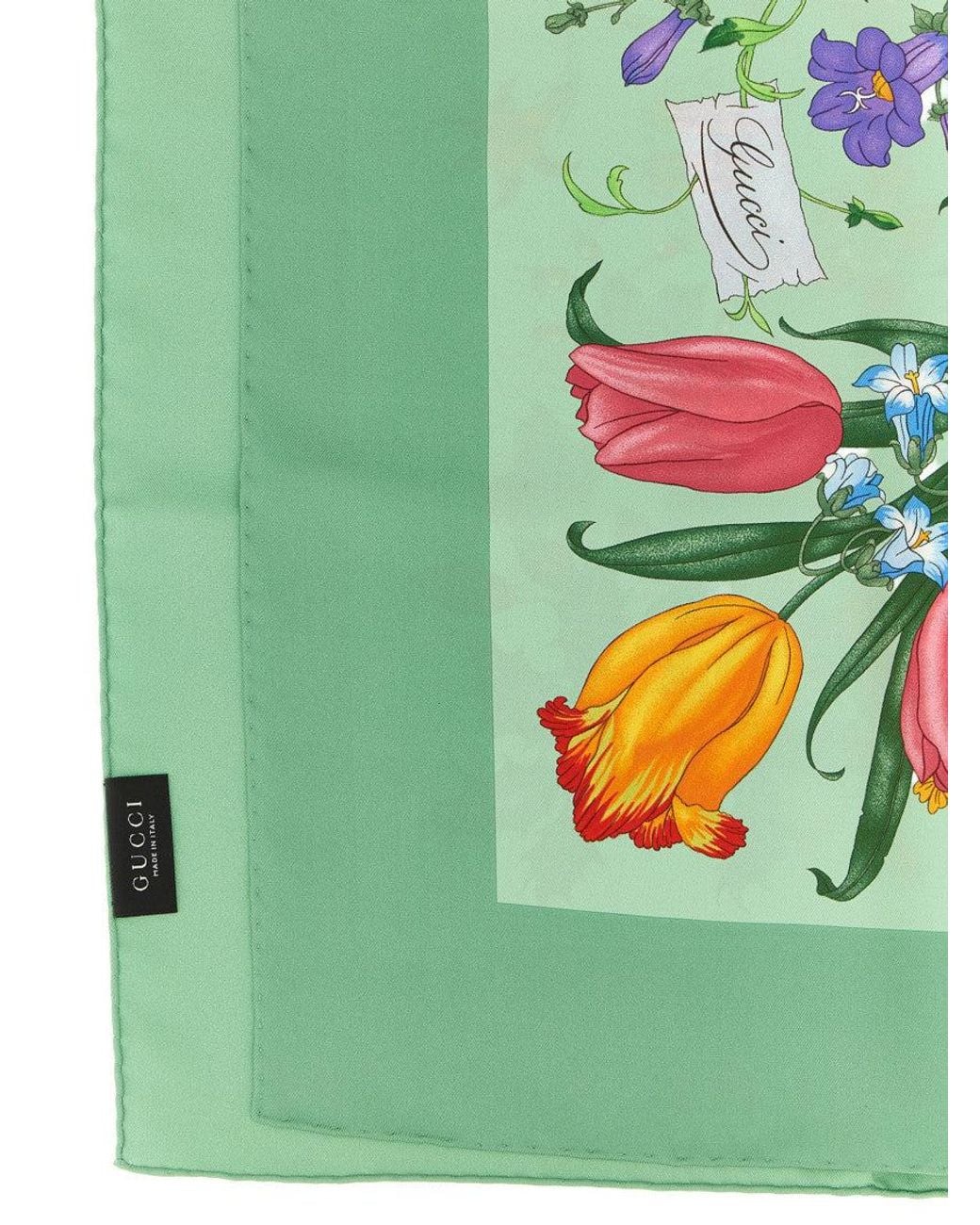 Gucci Green Floral Scarf
