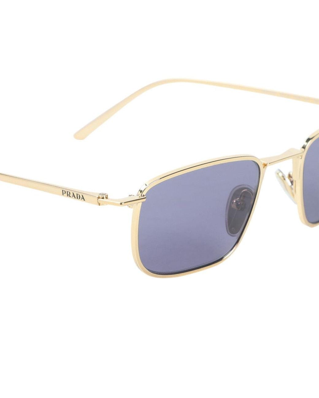 Prada Metallic Golden Rectangular Sunglasses for men
