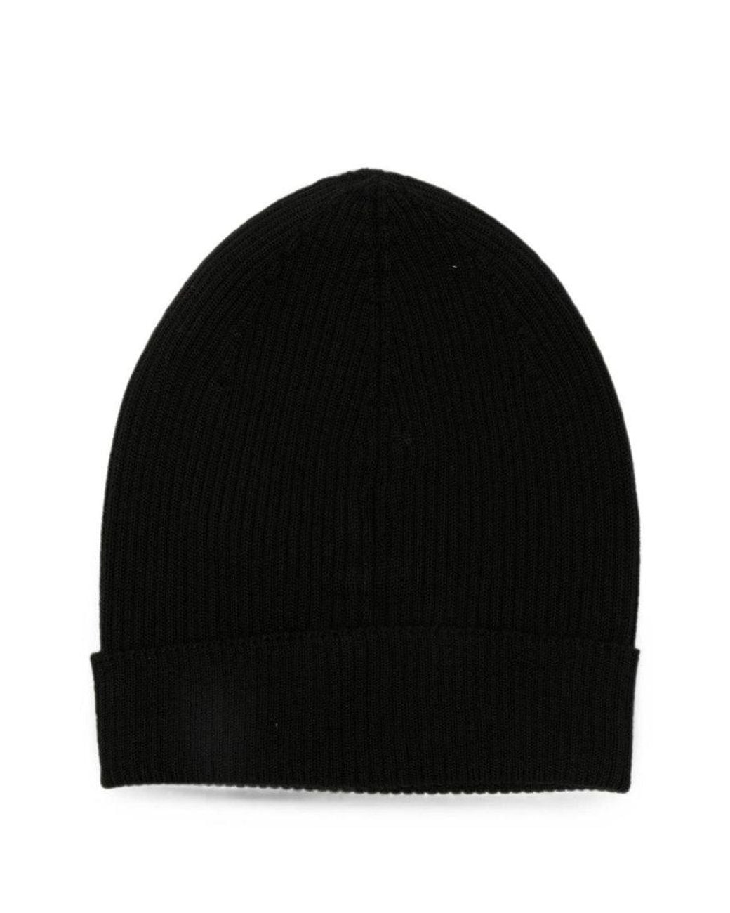 Rick Owens Black Knitted Beanie Cap