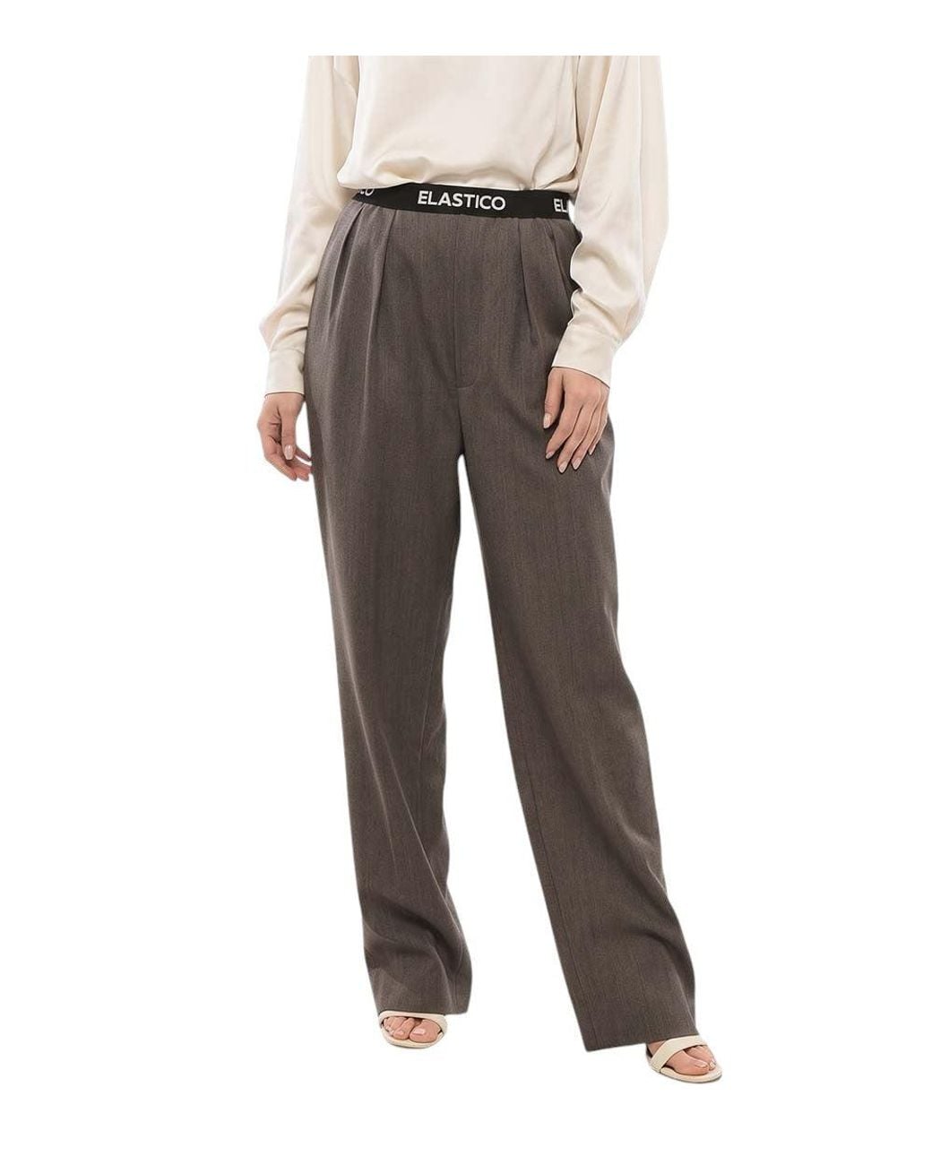 Moschino Gray Relaxed Pleated Trouser