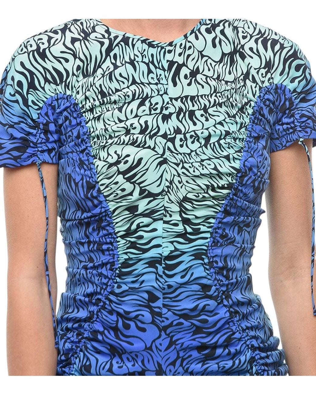 Stella McCartney Blue Printed Crew Neck Mini Dress
