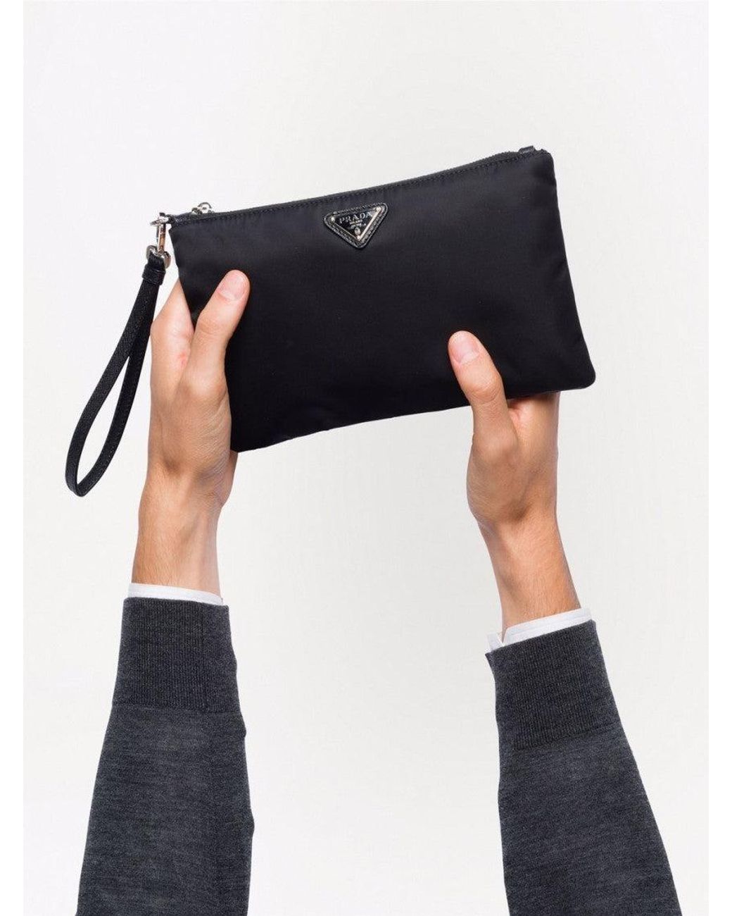 Prada Black Logo Wristlet for men