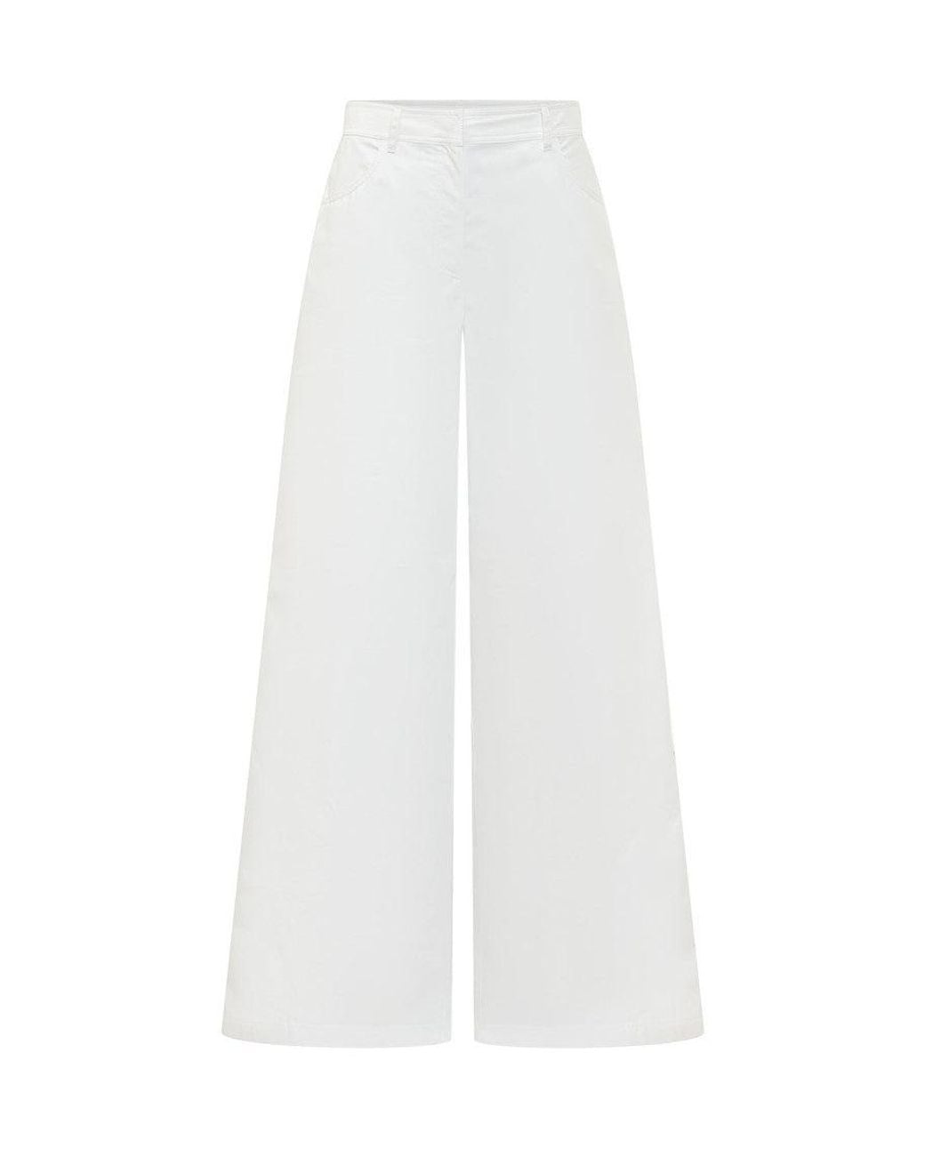 MSGM White Relaxed Flat Front Pants