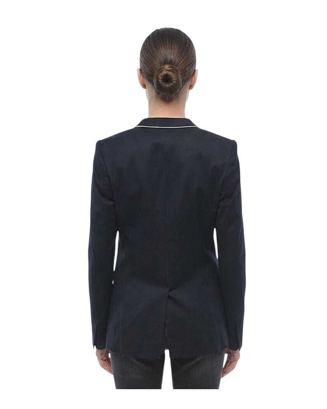 Stella McCartney Blue Solid Notched Lapel Blazer