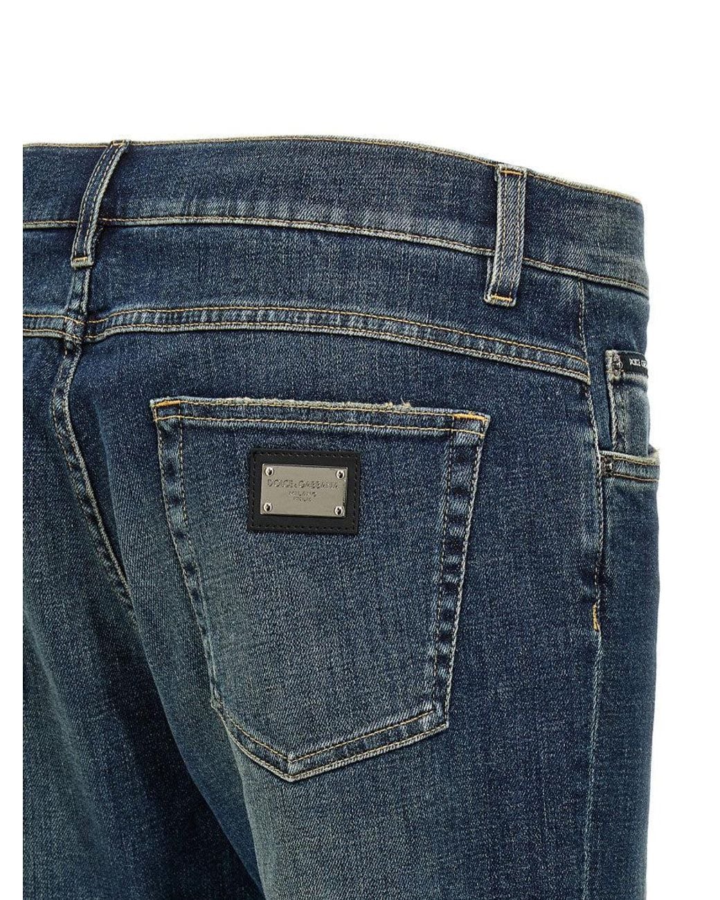 Dolce & Gabbana Blue Logo Plaque Jeans for men