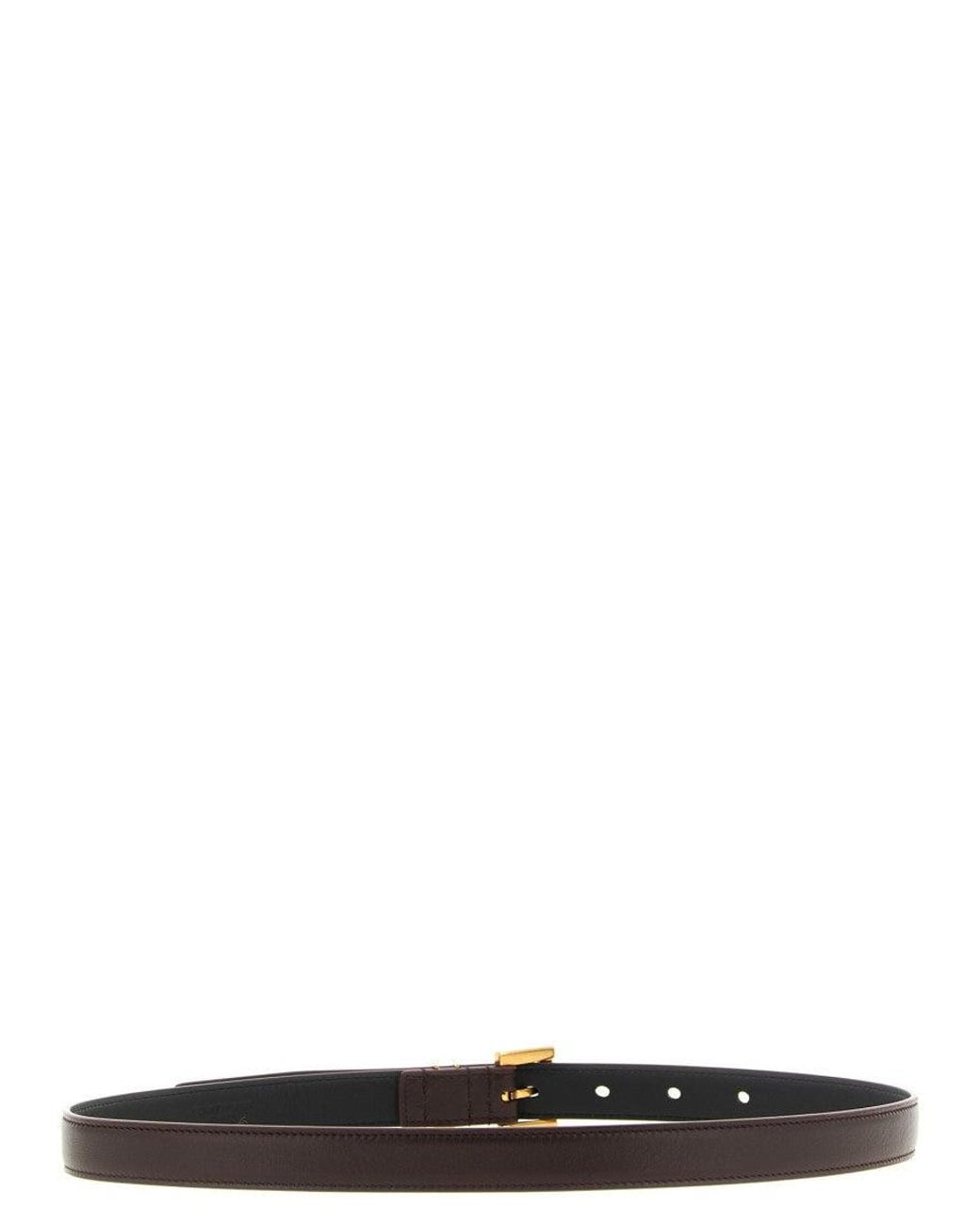 Saint Laurent Black Cassandre Buckle Belt