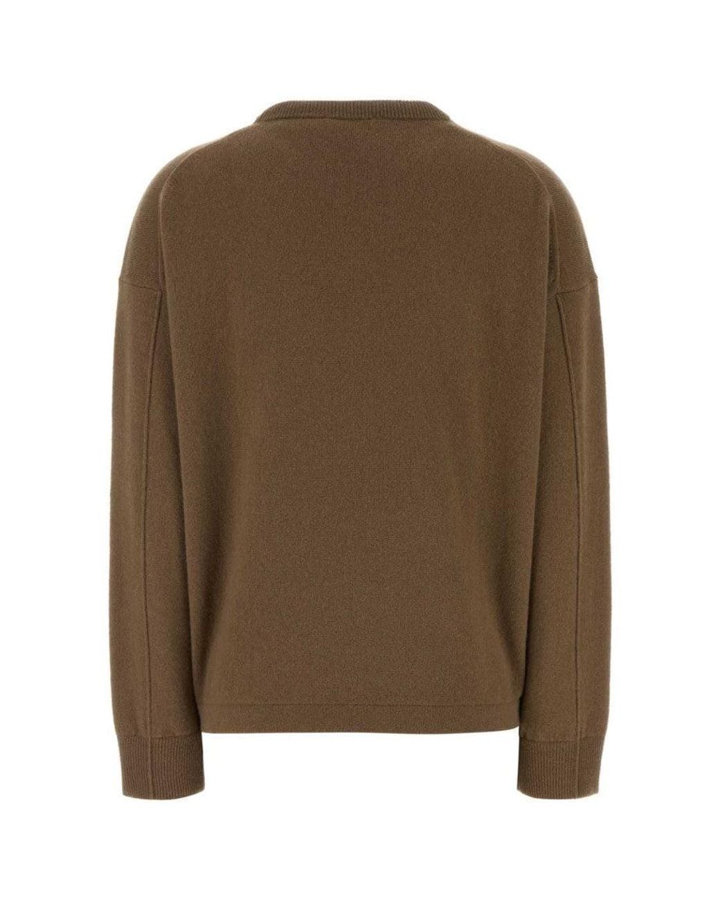 Max Mara Brown Solid Crew Neck Sweater