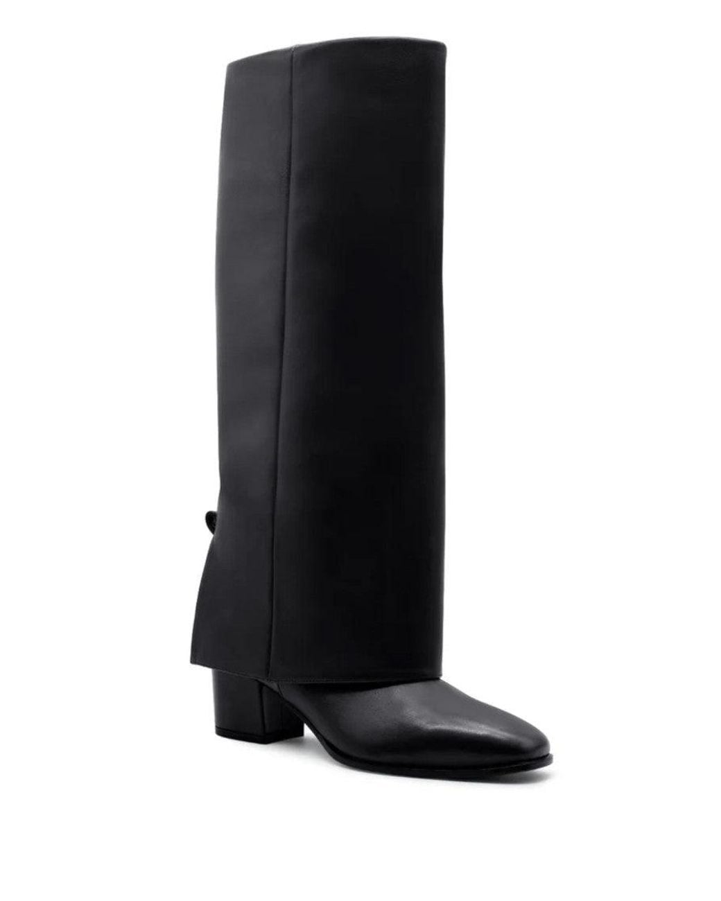 Gia Borghini Black Leather Tall Boots With Gaiter
