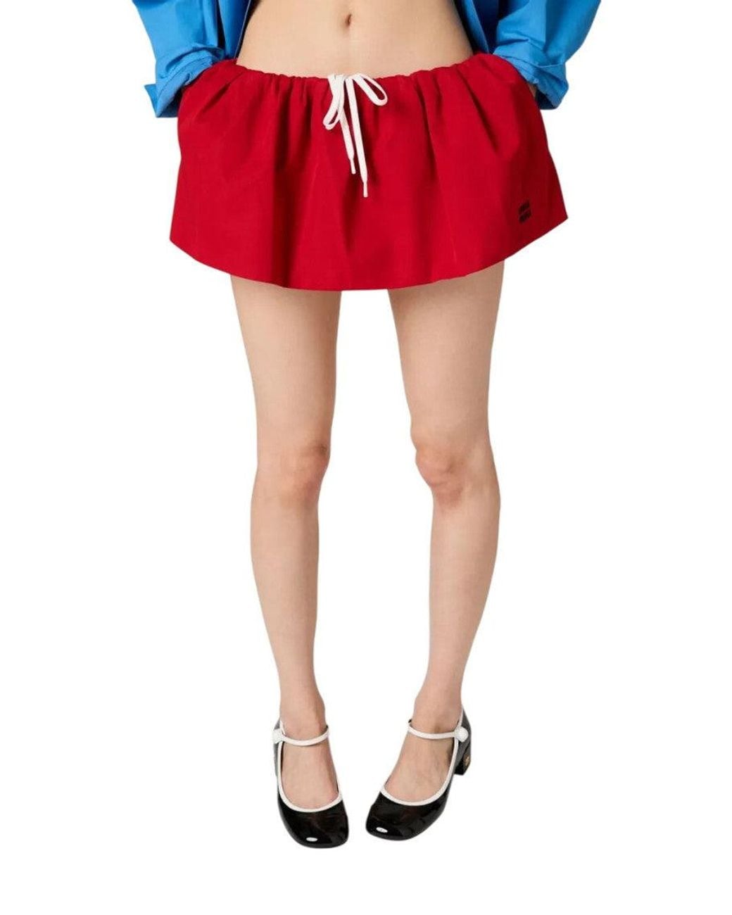 Miu Miu Red Logo Mini Skirt