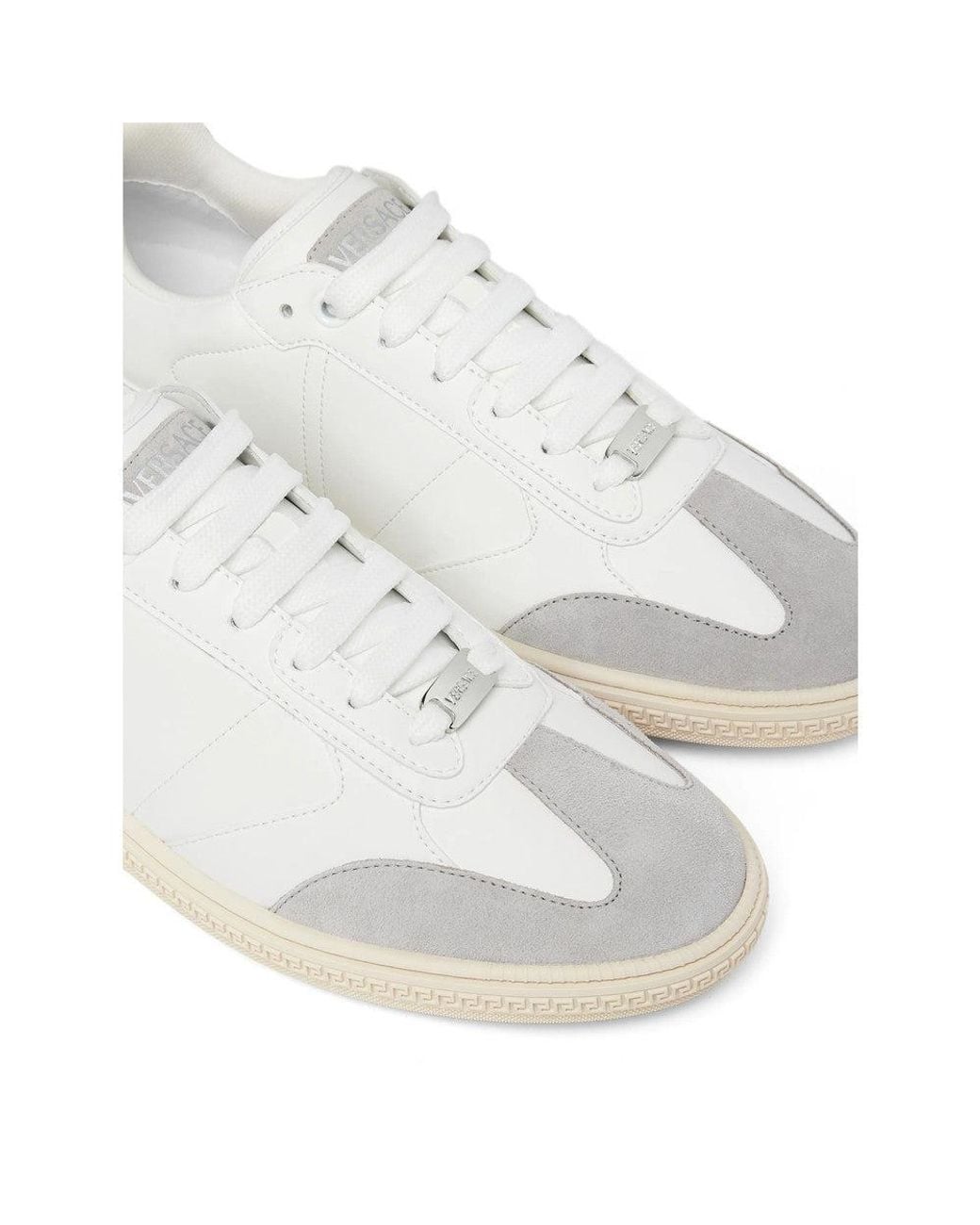 Versace White Greca Court Sneakers for men