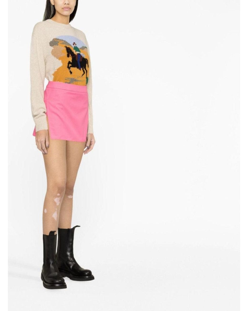 Palm Angels Pink Fuchsia Stripe Detail Mini Skirt