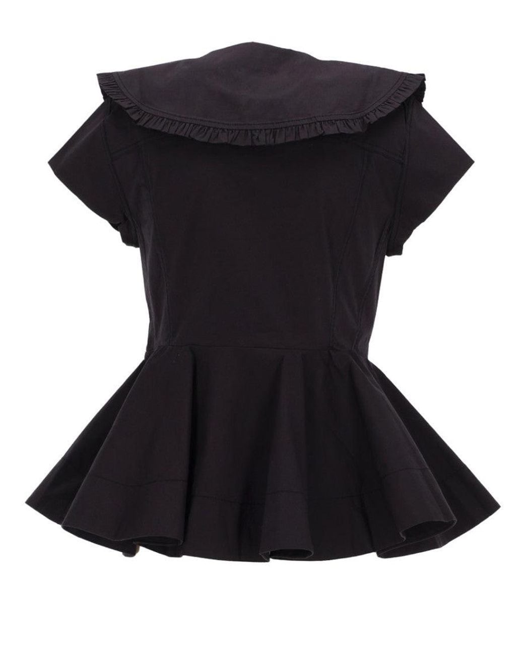 Ganni Black Ganni Ruffle Organic Cotton Shirt