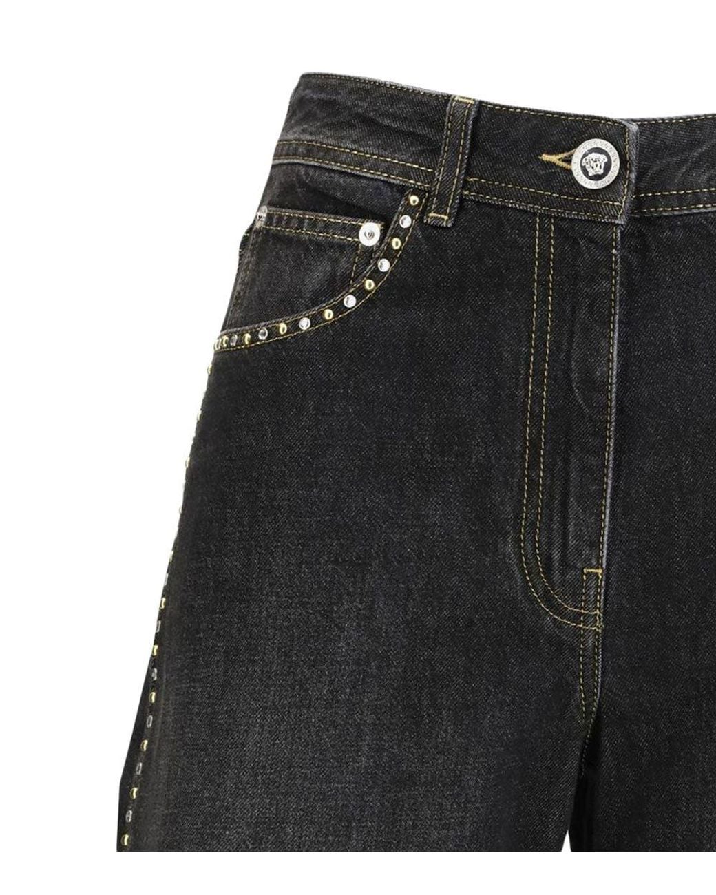 Versace Black Straight High Rise Jean