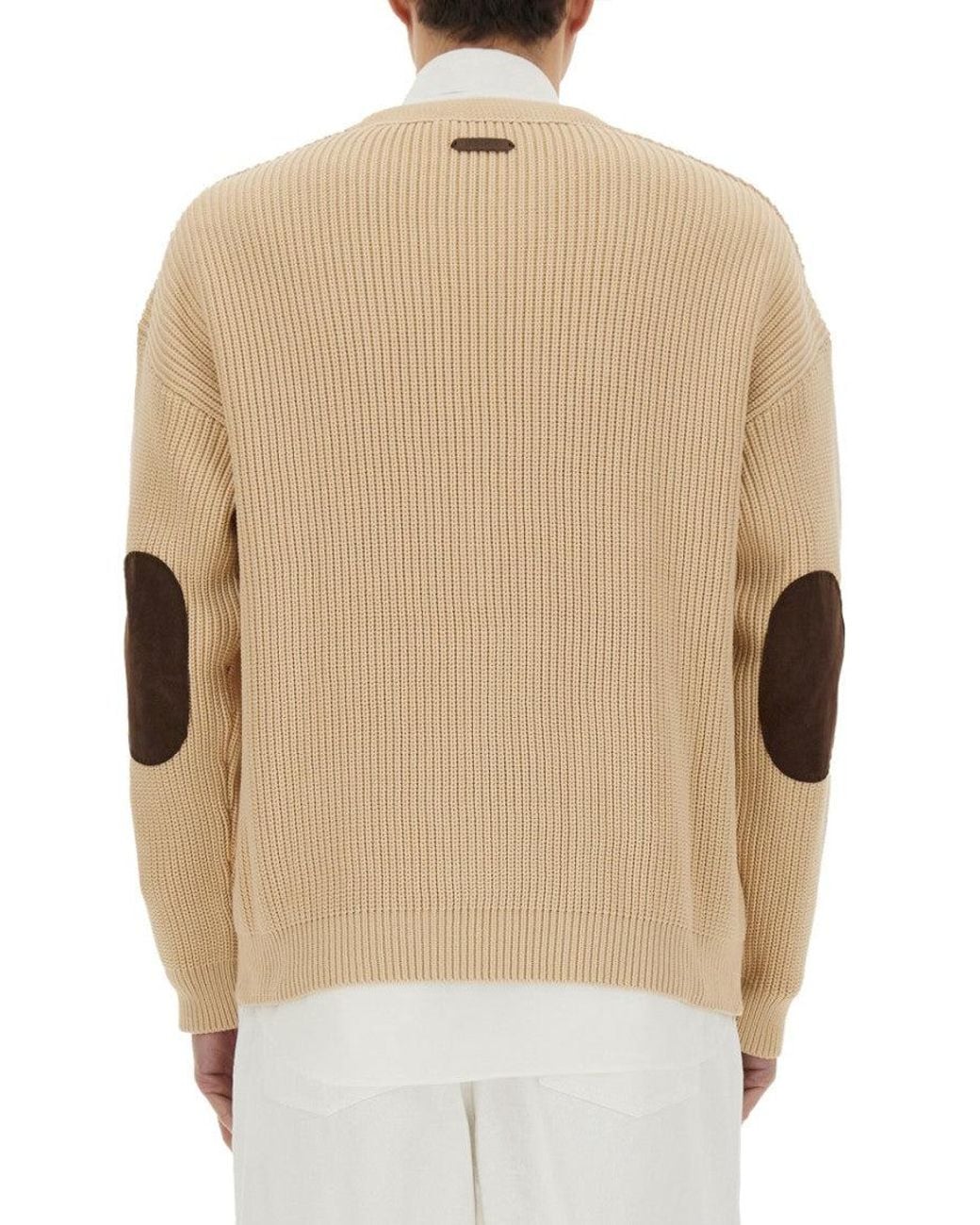 Moschino Natural Relaxed Fit Organic Cotton Blend Cardigan for men