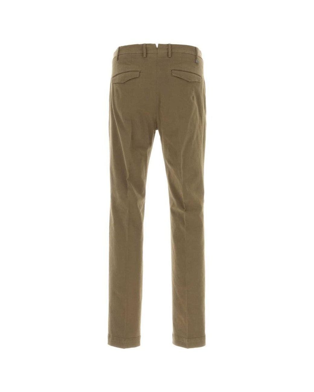 PT Torino Green Khaki Tapered Pleated Trousers for men