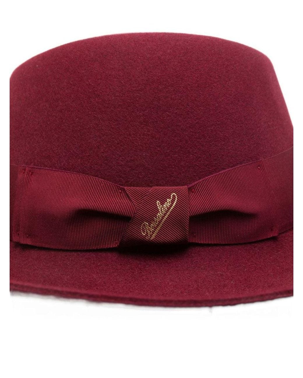 Borsalino Red Claudette Solid Fedora Hat