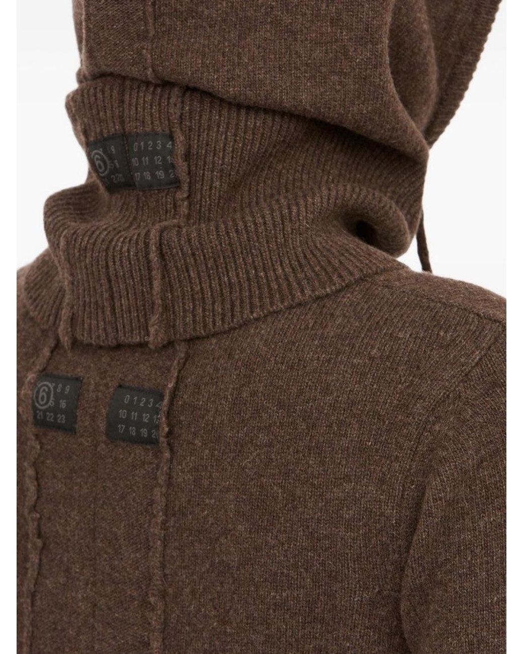 MM6 by Maison Margiela Brown Textured Balaclava Hat
