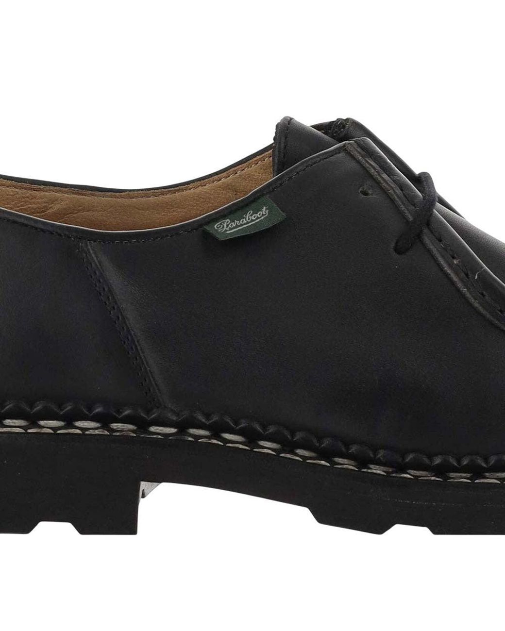 Paraboot Black Leather Lace Up Shoes for men
