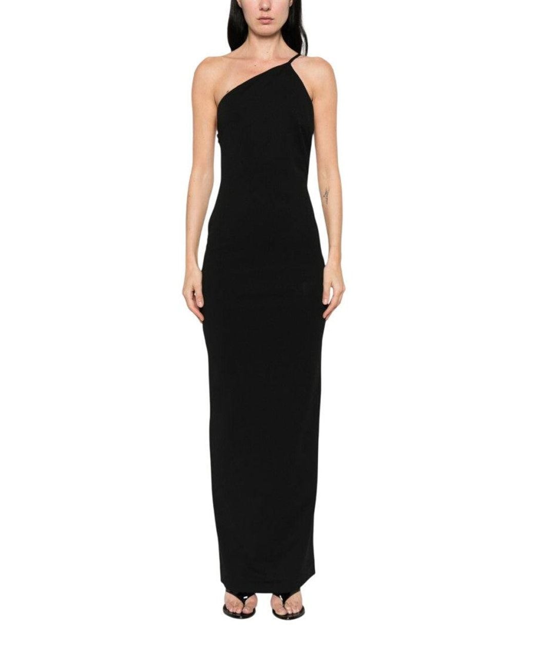 Solace London Black One-Shoulder Maxi Dress