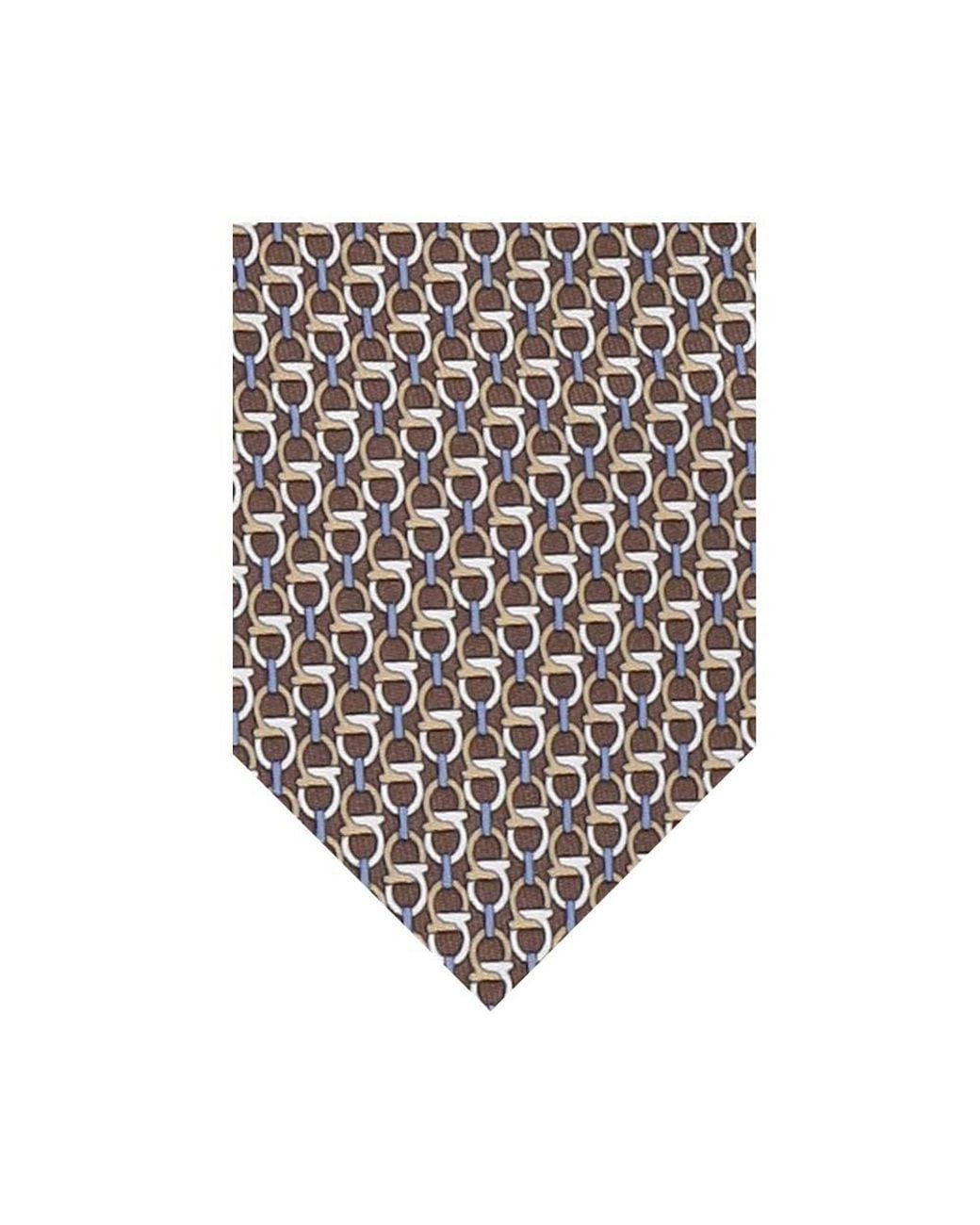 Ferragamo White Gancini Logo Tie for men