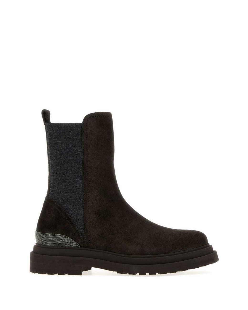 Brunello Cucinelli Black Dark Suede Boots
