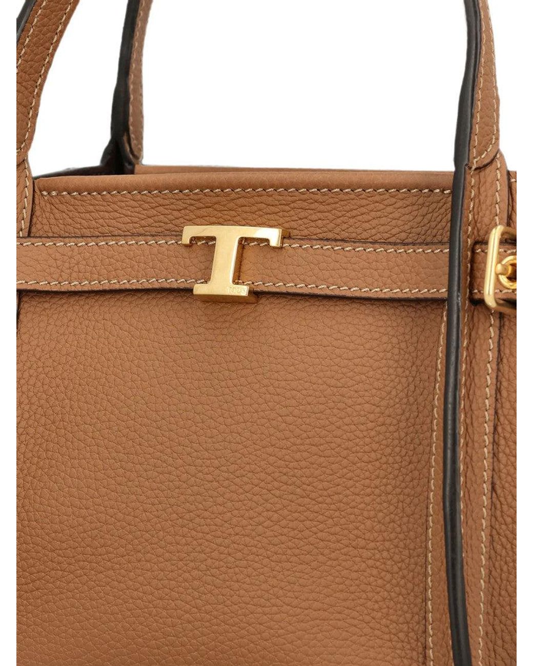 Tod's Brown T Signature Top Zip Mini Tote