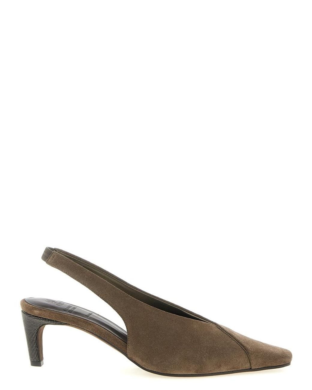 Brunello Cucinelli Brown 'City' Slingback