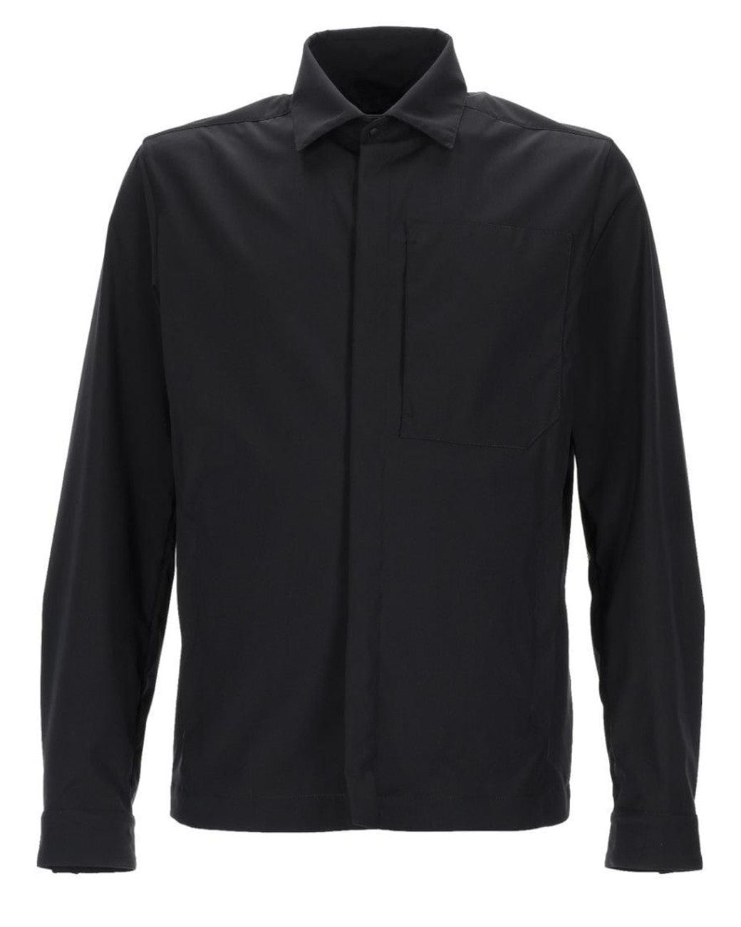 Herno Black Regular Solid Overshirt for men