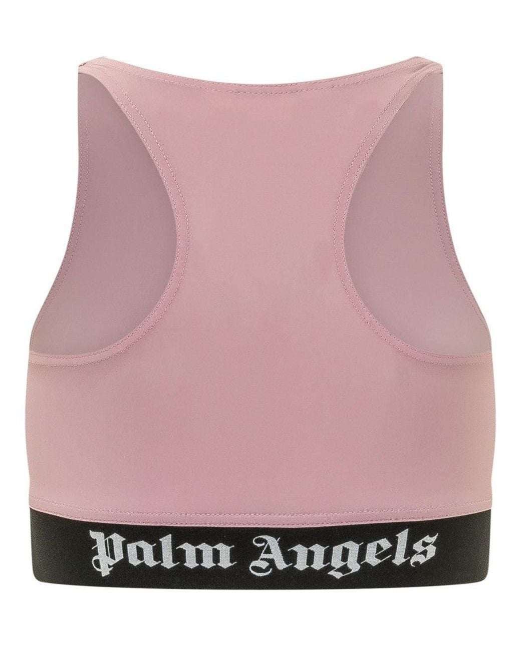Palm Angels Pink Logo Round Neck Top