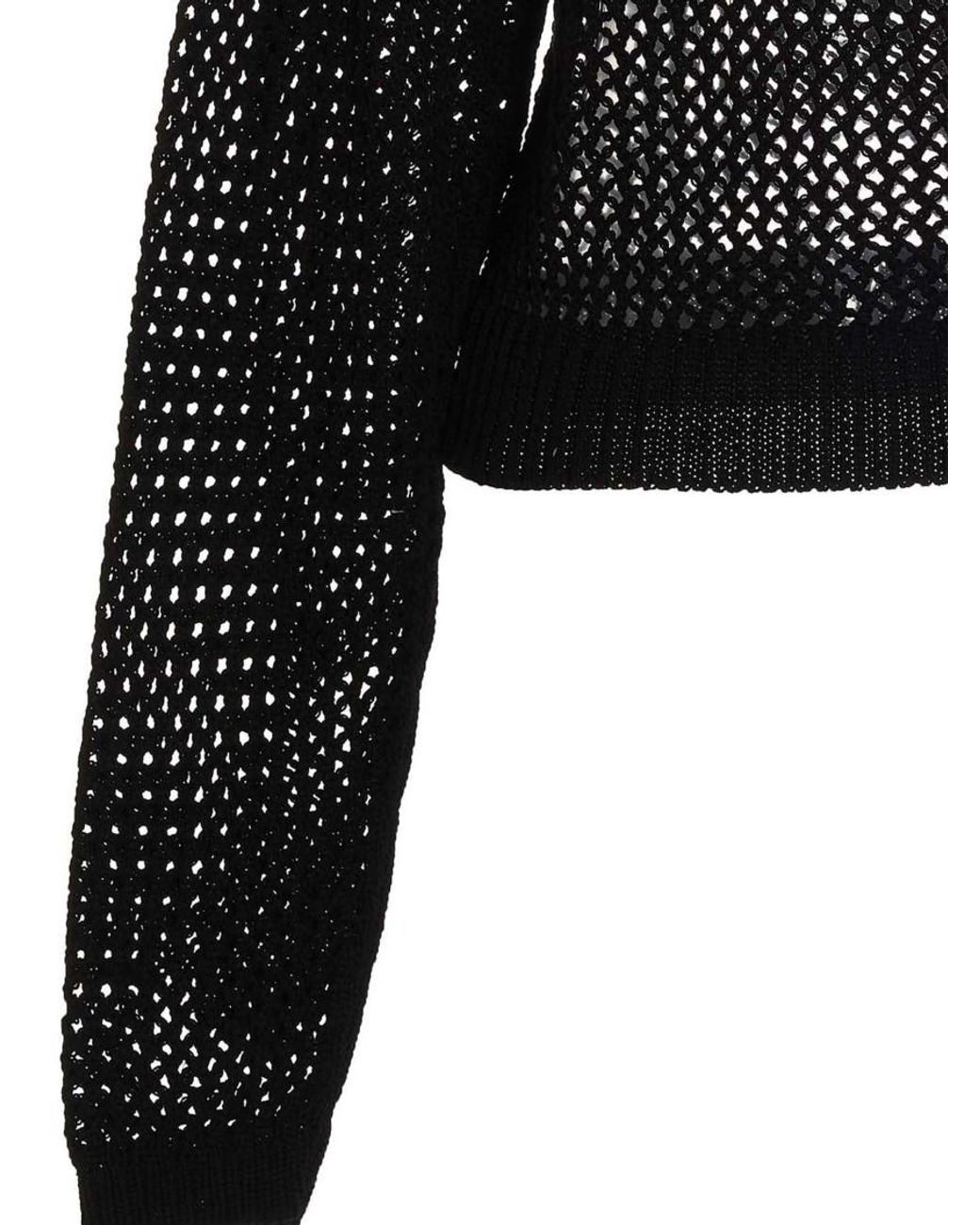 Ramael Black Sheer Cotton Crewneck Sweater