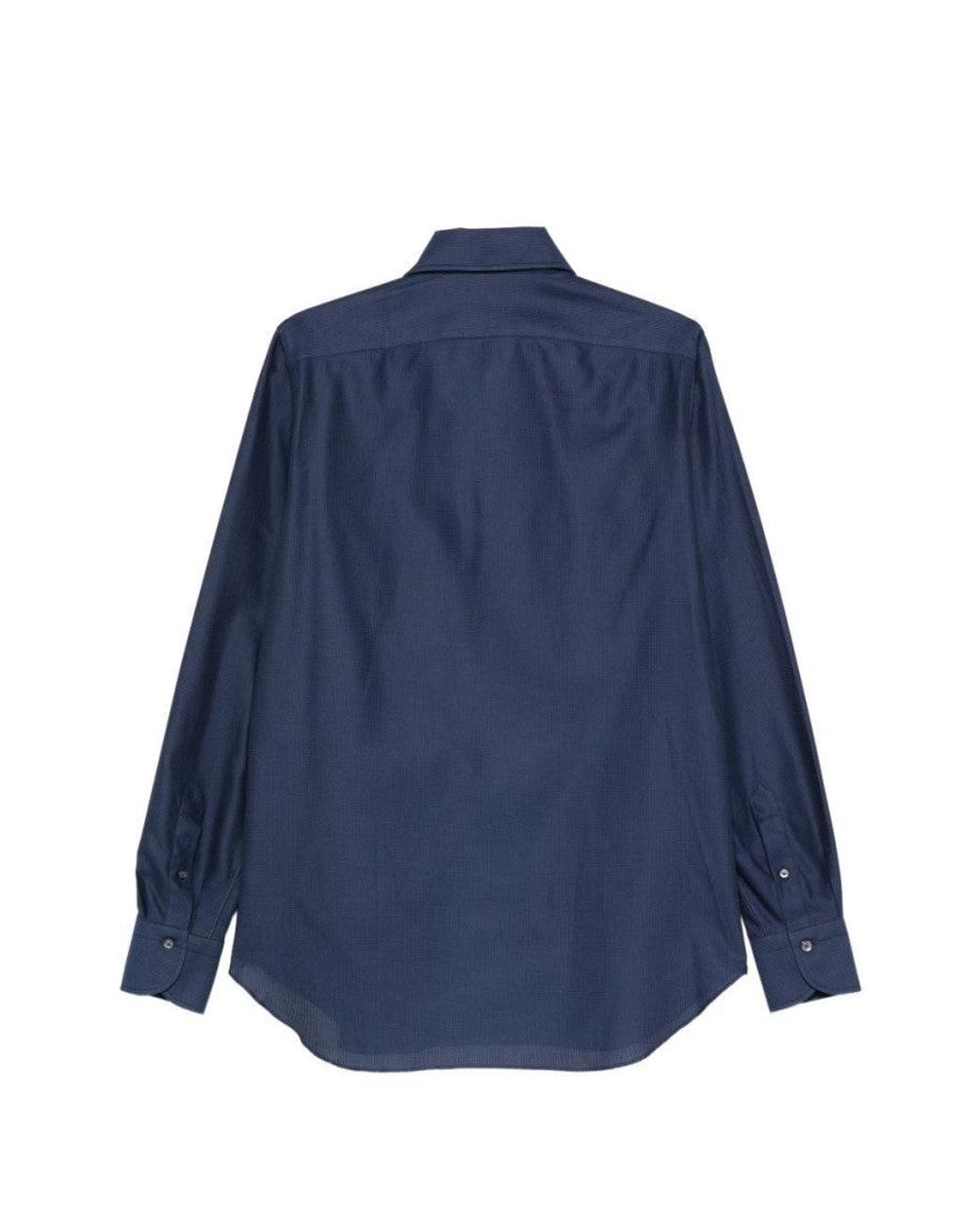 Finamore 1925 Blue Dark Regular Shirt for men