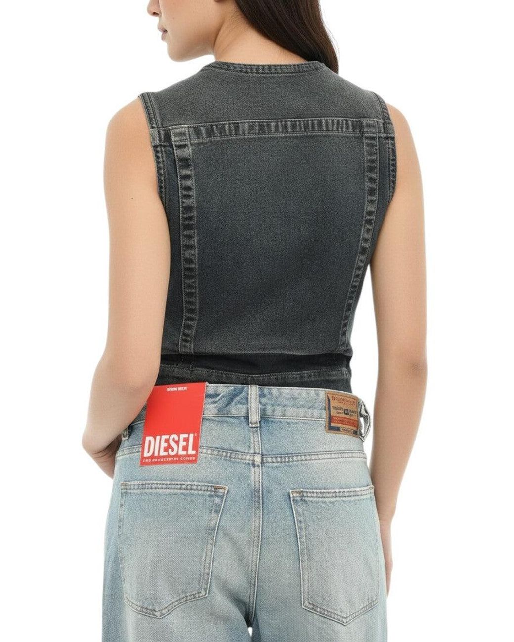 DIESEL Blue Solid V Neck Top