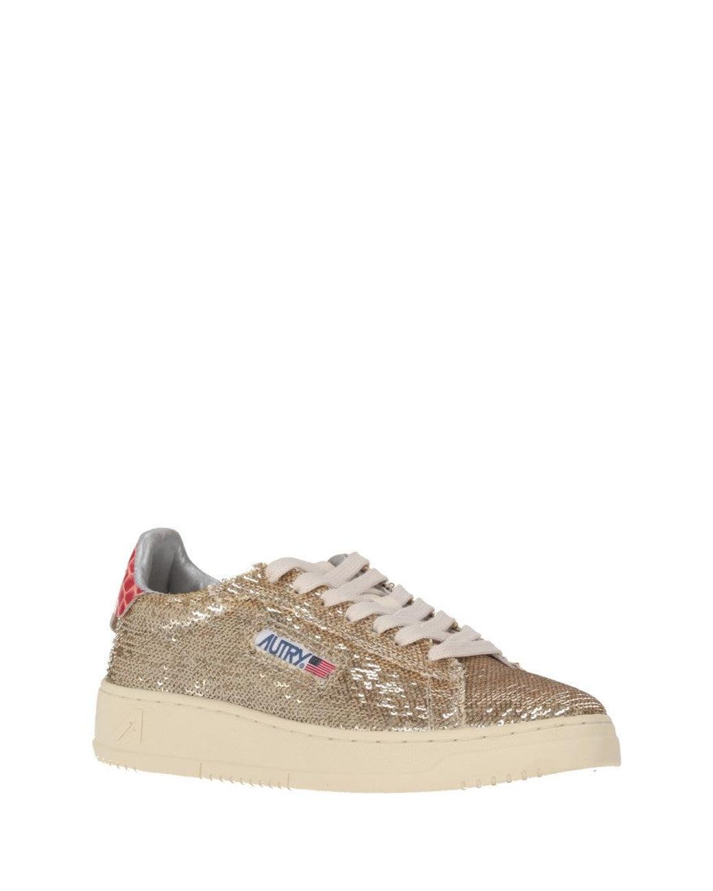 Autry Metallic Golden Lace Up Sneakers