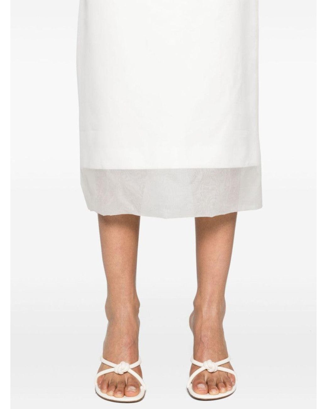 Sportmax White Silk Midi Skirt