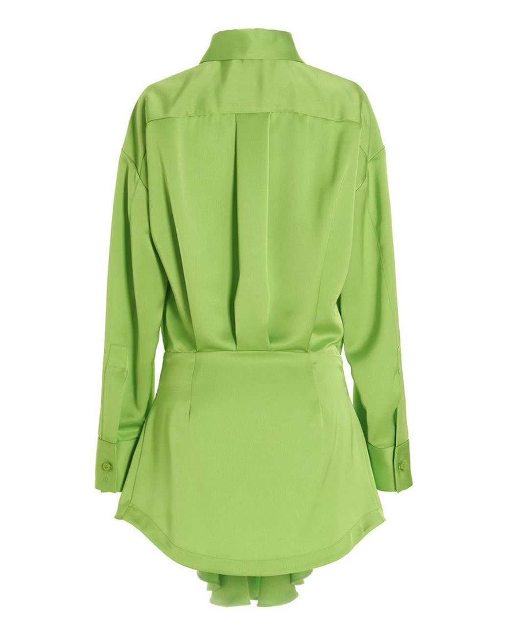 The Attico Green Solid Shirt Mini Dress
