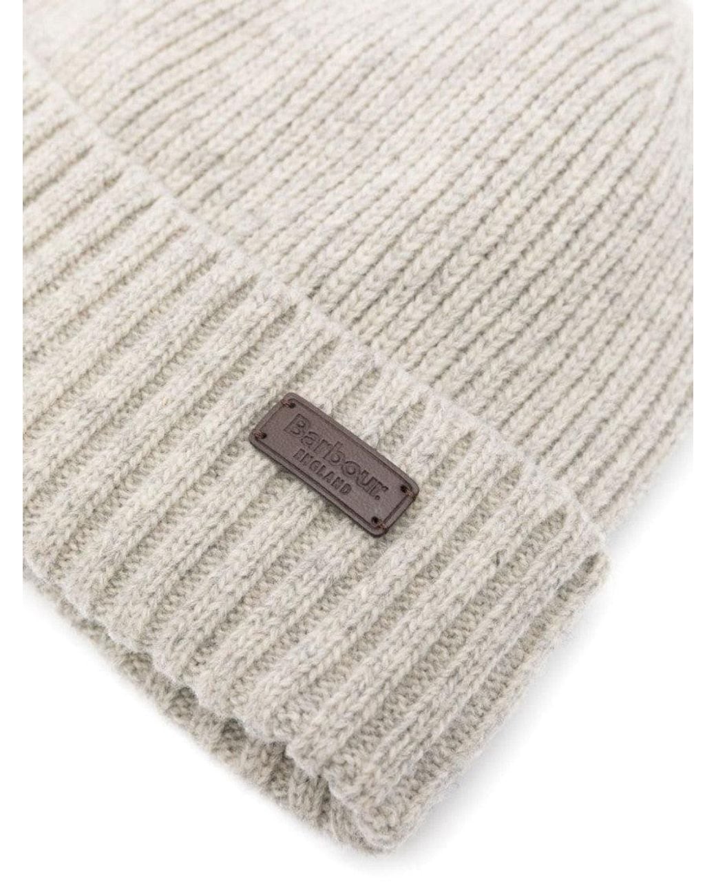 Barbour White Light Carlton Beanie Hat for men