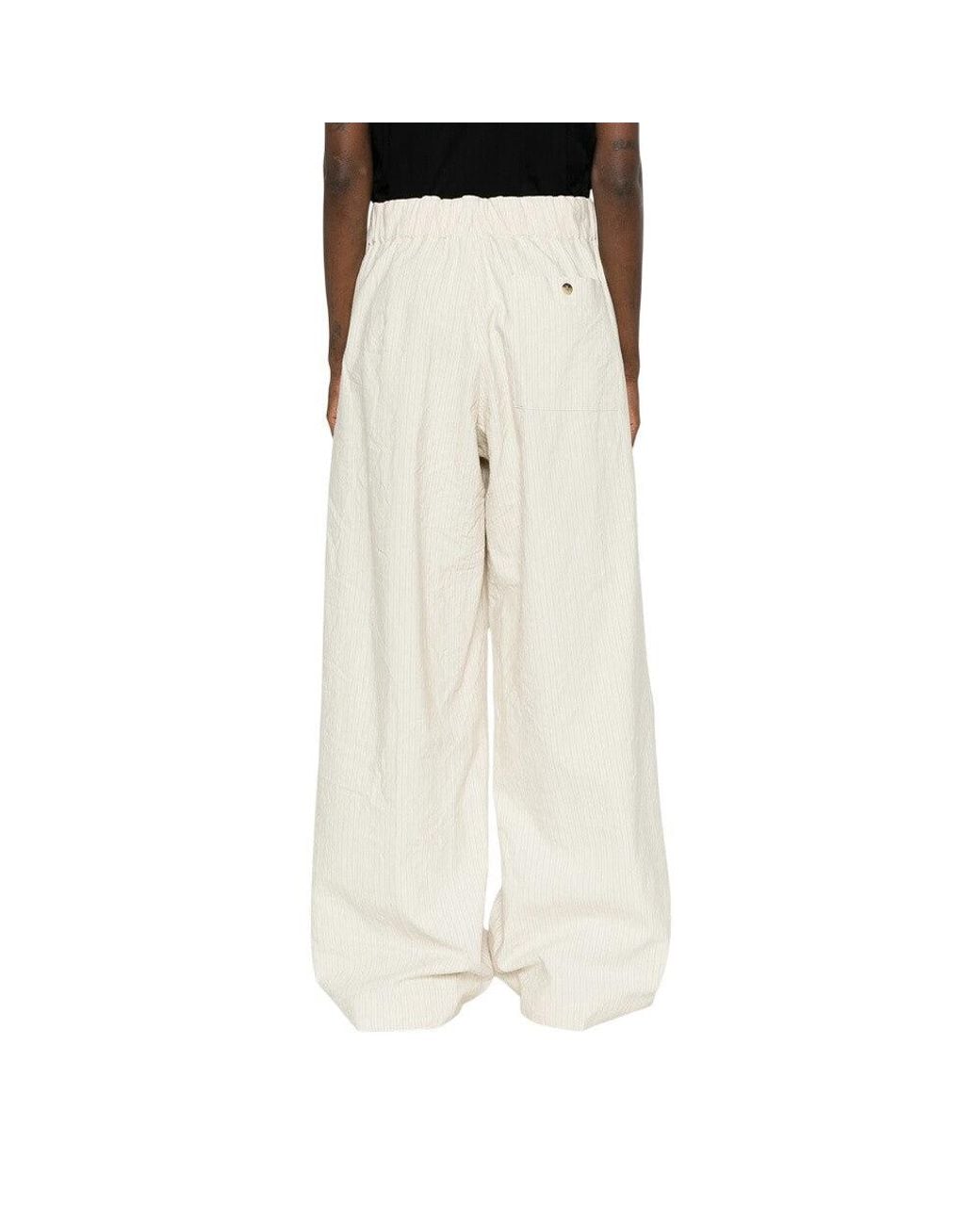 Dries Van Noten White Loose Drawstring Pant
