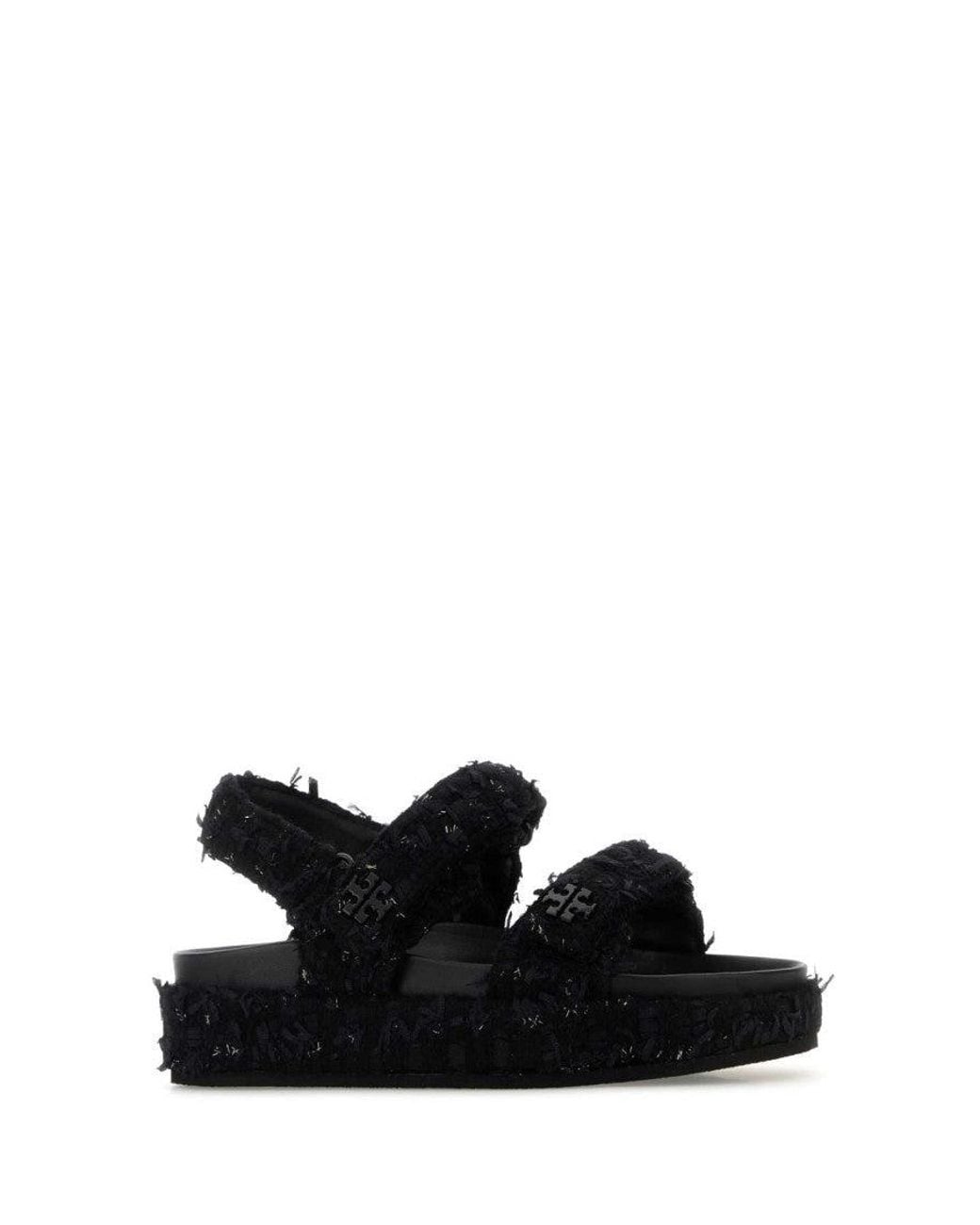 Tory Burch Black Textured Sandals