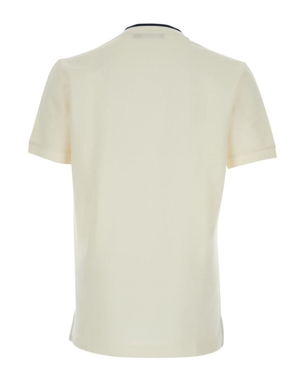 Dolce & Gabbana Natural Crew-Nwck T-Shirt With Logo On Front for men