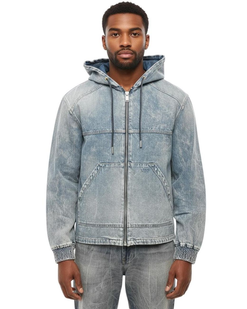 1989 STUDIO Blue Zip Up Hood Jacket for men