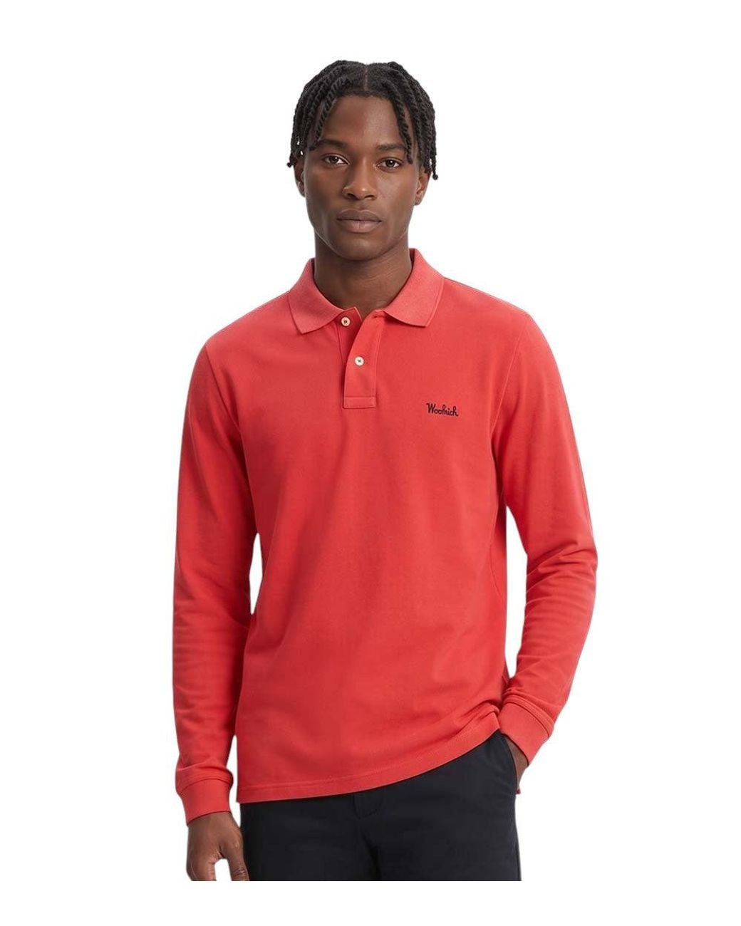 Woolrich Red Full Sleeves Logo Polo for men
