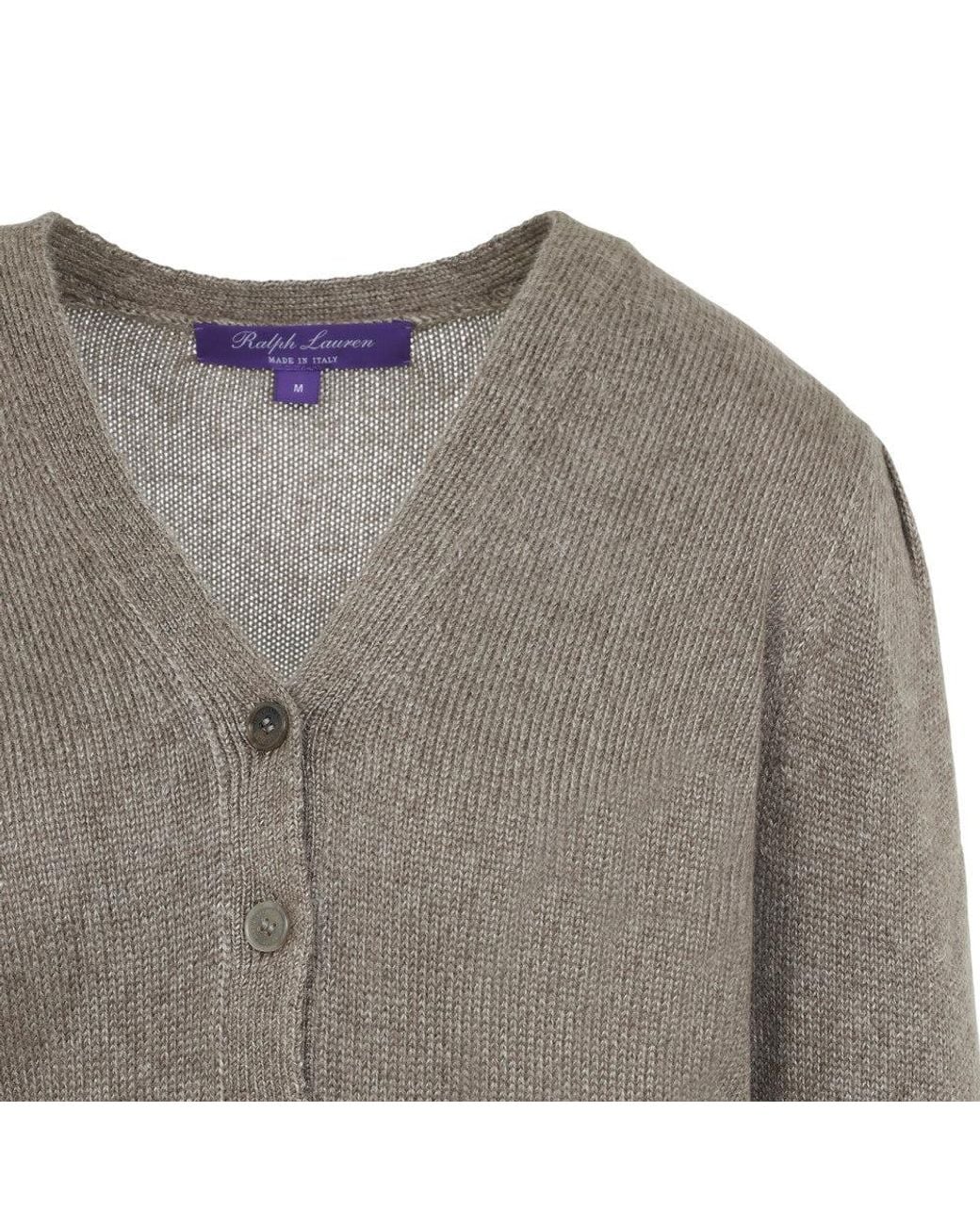 Ralph Lauren Gray Solid V Neck Cardigan