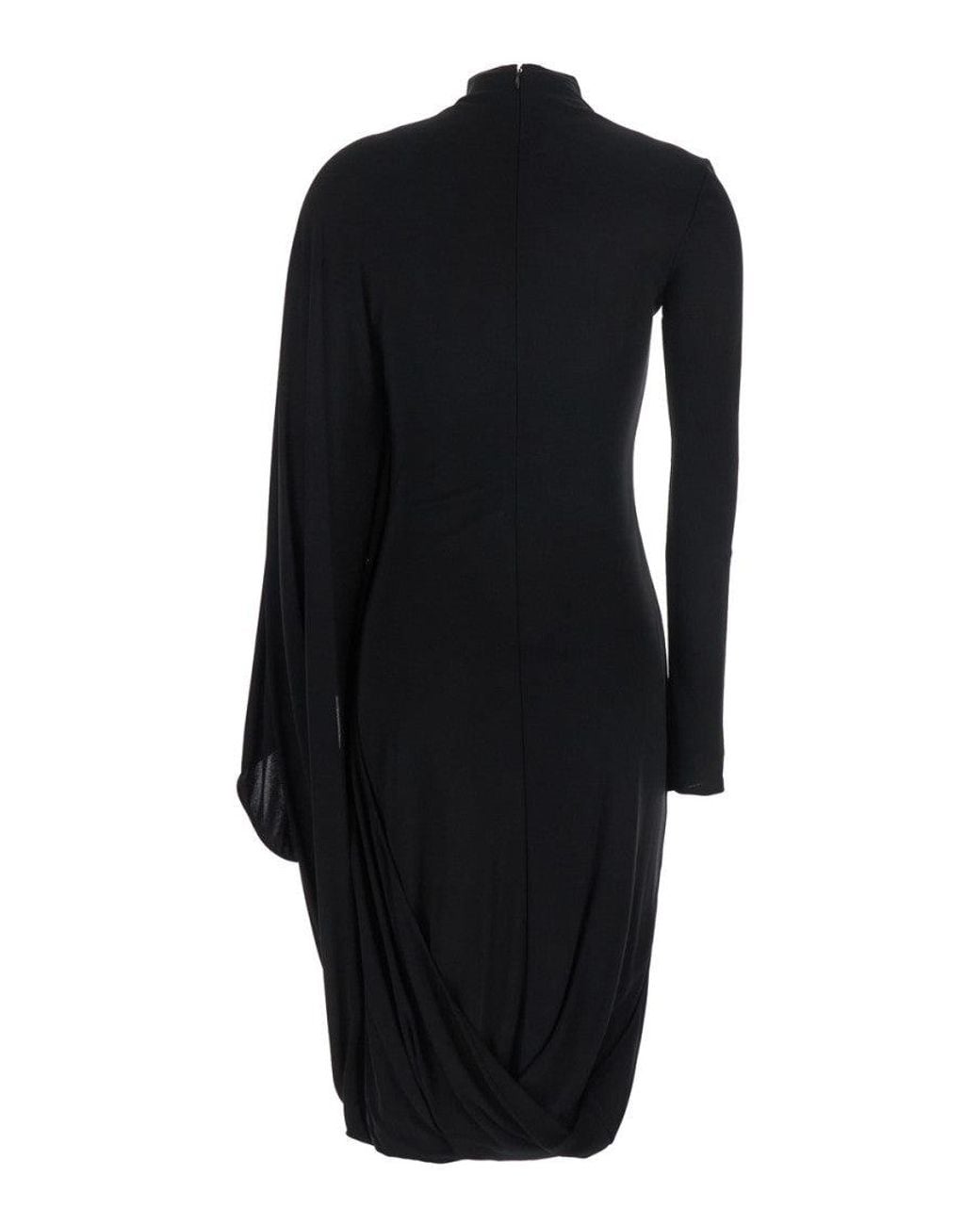 Stella McCartney Black Mock Collar Midi Dress