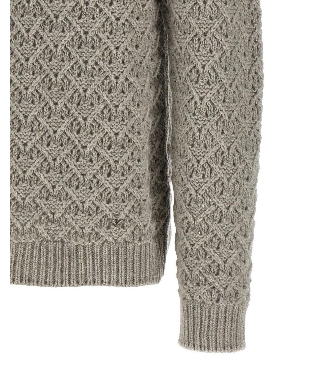 Valentino Gray Crew Neck Sweater for men
