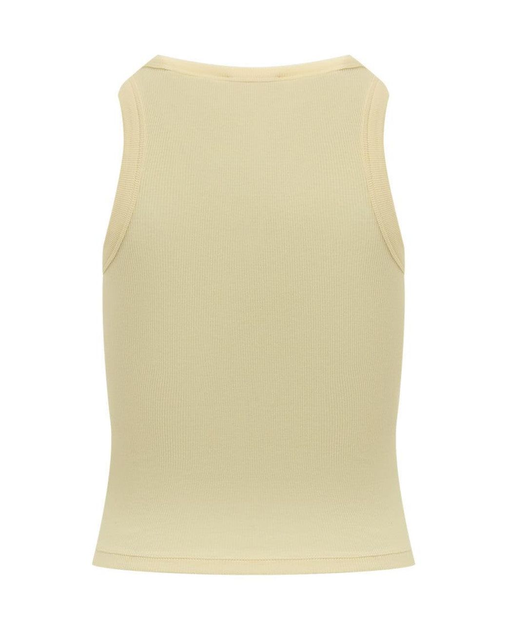 Mc2 Saint Barth Yellow Sleeveless Ribbed Mini Top