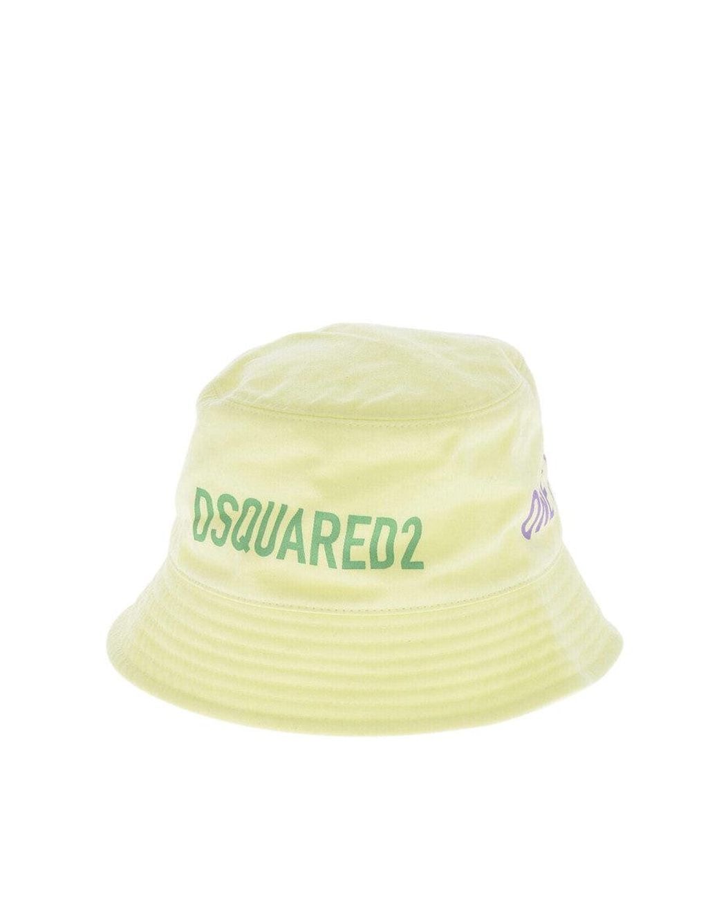 DSquared² Yellow Logo Bucket Hat for men