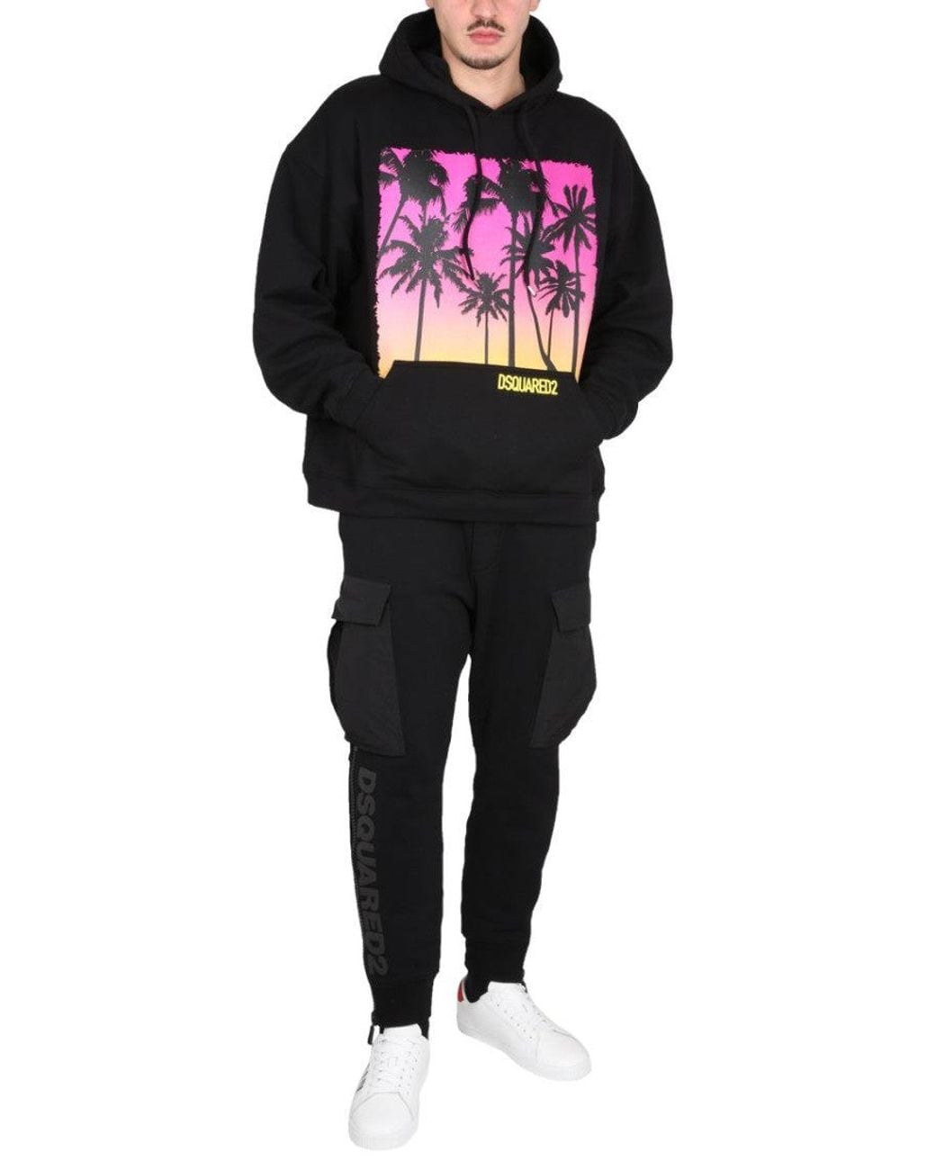 DSquared² Black Sunrise Print Sweatshirt With Hood For for men